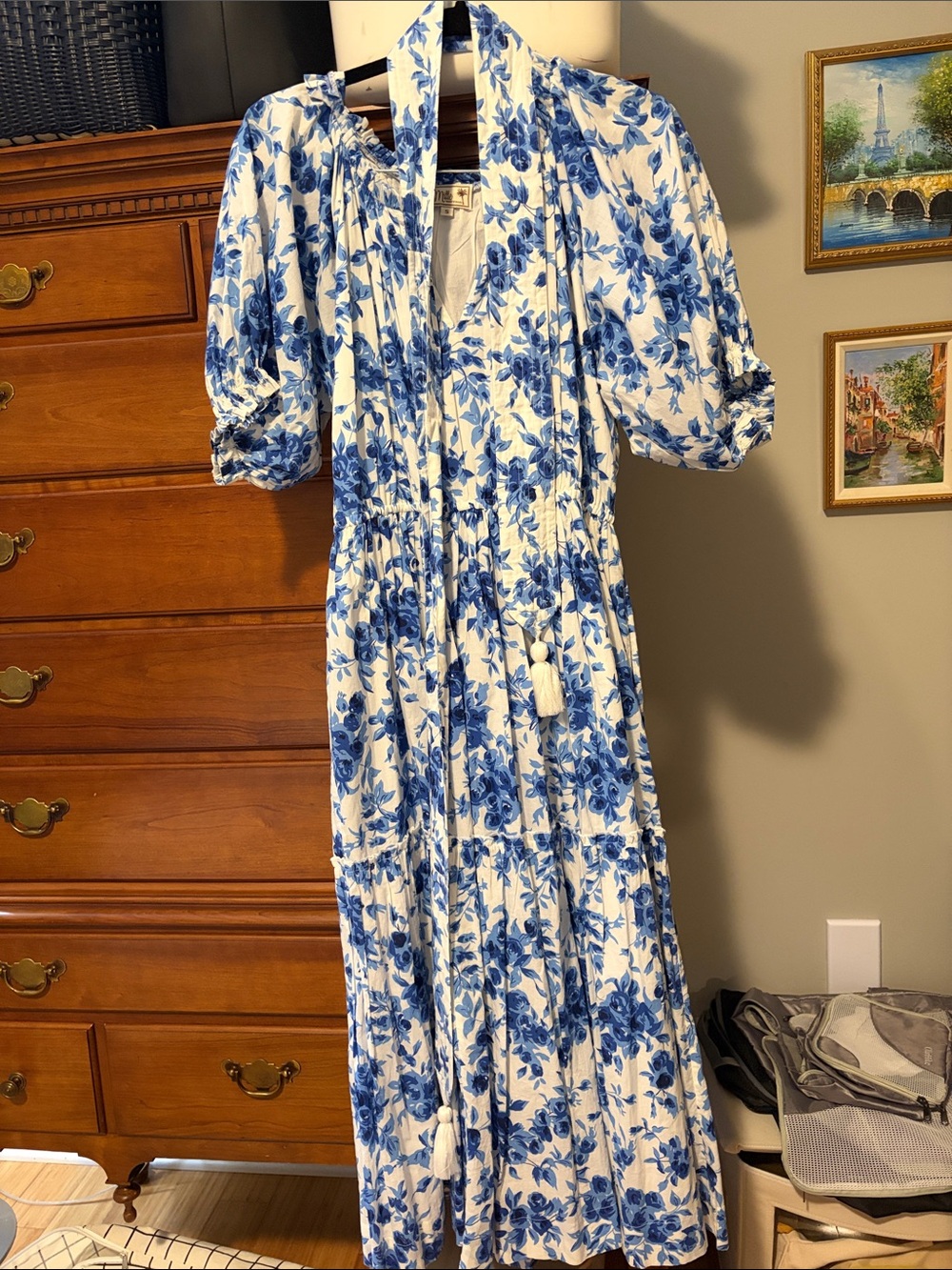 Mille Blue and White Floral Maxi Dress